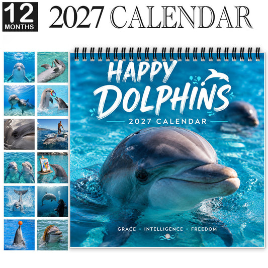 🐬 2027 Happy Dolphins Wall Calendar – 12 Months of Playful Ocean Moments