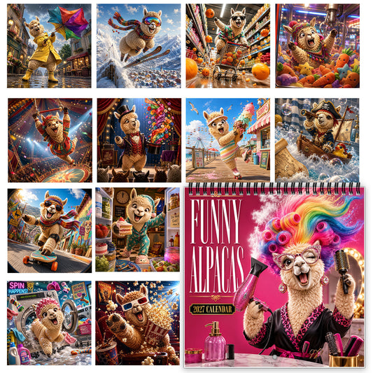 🦙 2027 Funny Alpacas Wall Calendar – 12 Months of Colorful Alpaca Chaos