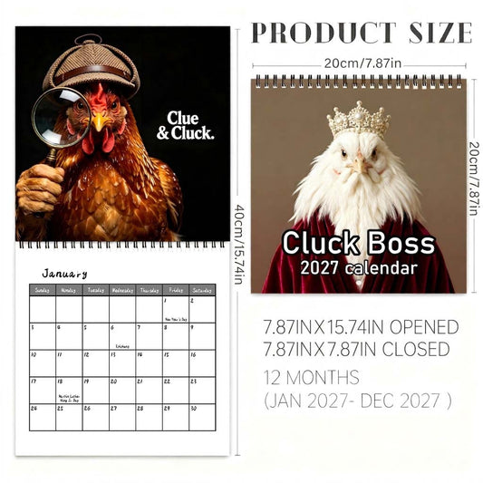 🐔 2027 Cluck Boss Funny Chicken Wall Calendar – 12 Months of Sassy Hen Personalities