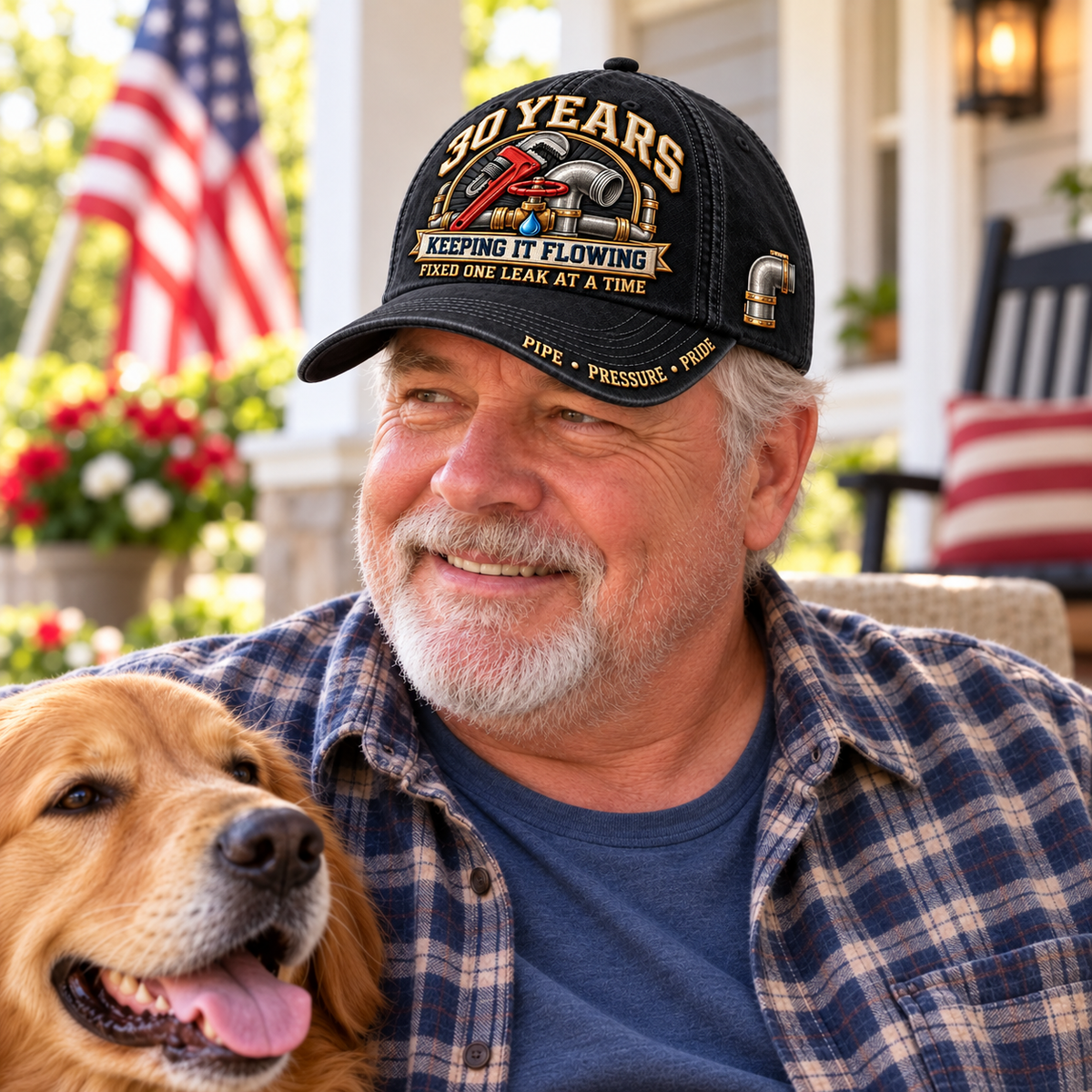 🔧💧 30 Years Keeping It Flowing Plumber Milestone Baseball Cap – Customizable Years