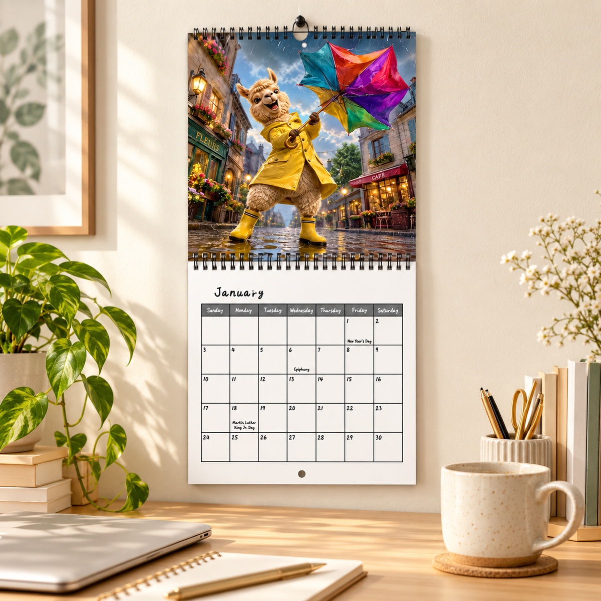 🦙 2027 Funny Alpacas Wall Calendar – 12 Months of Colorful Alpaca Chaos