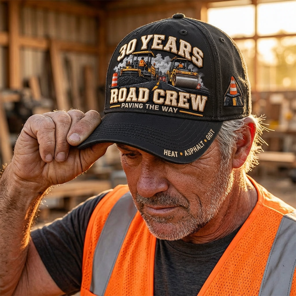 🚧 30 Years Paving The Way Road Crew Milestone Baseball Cap – Customizable Years