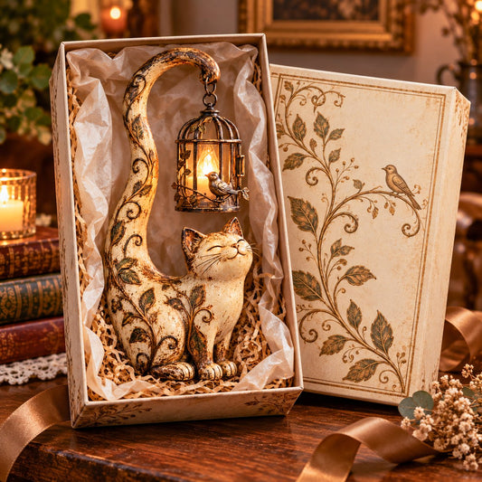 🐈⬛Vintage Cat Lantern Sculpture Lamp - A Little Guardian of Warmth, Memories & Cozy Corners✨