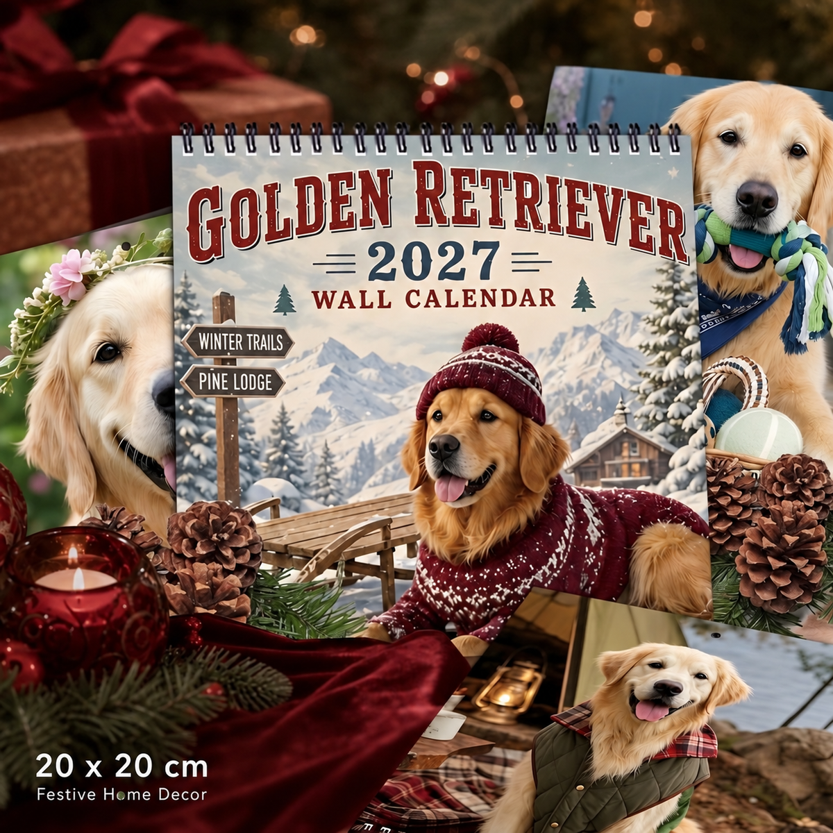 🐶 2027 Golden Retriever Wall Calendar – 12 Months of Adorable Golden Moments