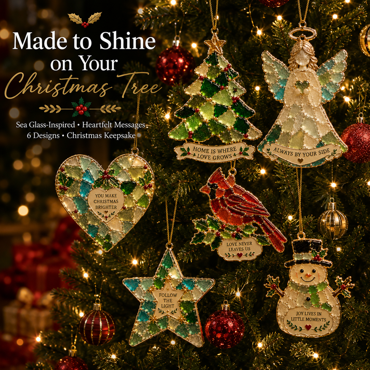 ๐ Sea Glass Christmas Blessing Ornaments