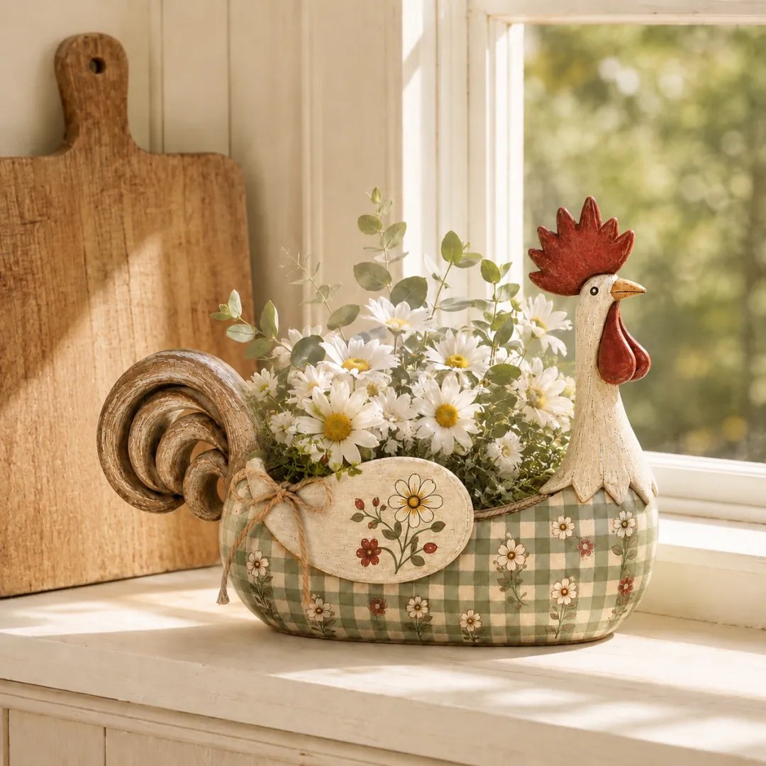 š„Vintage Farmhouse Rooster Utensil Holder - Sage Farmhouse