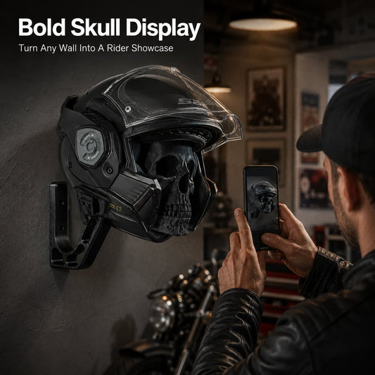 🏍️💀 Wall-Mounted Motorcycle Skull Helmet Rack 🤘🪖