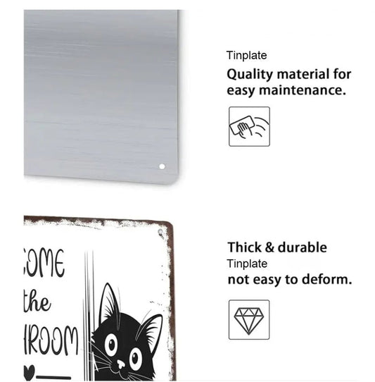 🐈⬛Vintage Black & White Cat Wall Art – Retro Feline Home Decor 🐾✨