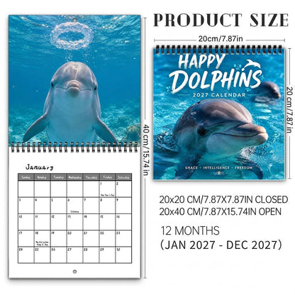 🐬 2027 Happy Dolphins Wall Calendar – 12 Months of Playful Ocean Moments
