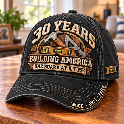 🔨 30 Years Building America Carpenter Milestone Baseball Cap – Customizable Years