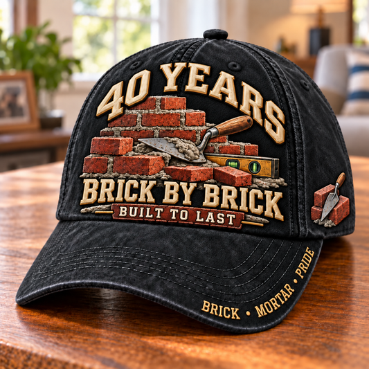 🧱 40 Years Brick By Brick Mason Milestone Baseball Cap