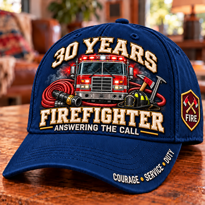🚒 30 Years Answering The Call Firefighter Milestone Baseball Cap – Customizable Years