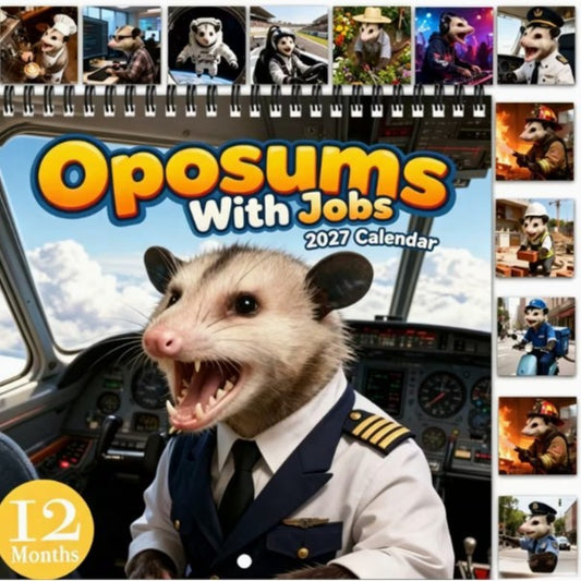 🦝 2027 Opossums With Jobs Wall Calendar – 12 Months of Hilarious Careers