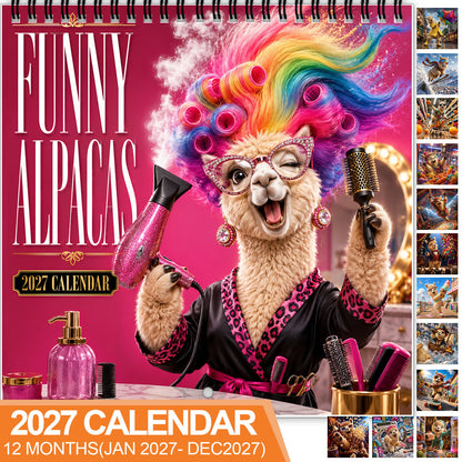🦙 2027 Funny Alpacas Wall Calendar – 12 Months of Colorful Alpaca Chaos