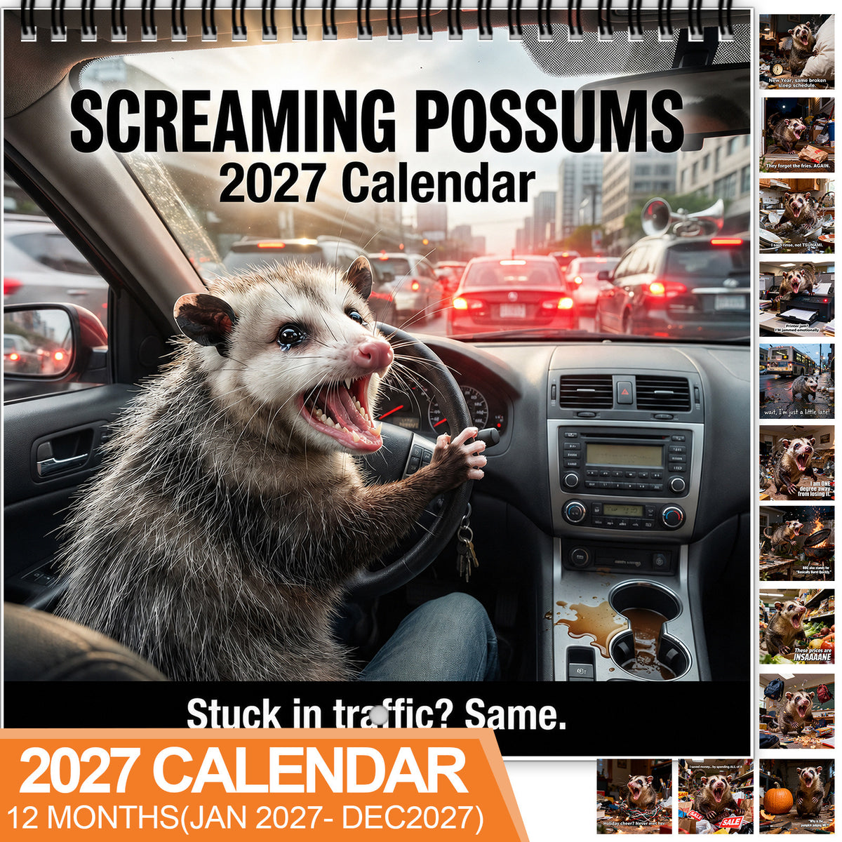 🦡 2027 Screaming Possums Wall Calendar – 12 Months of Relatable Chaos