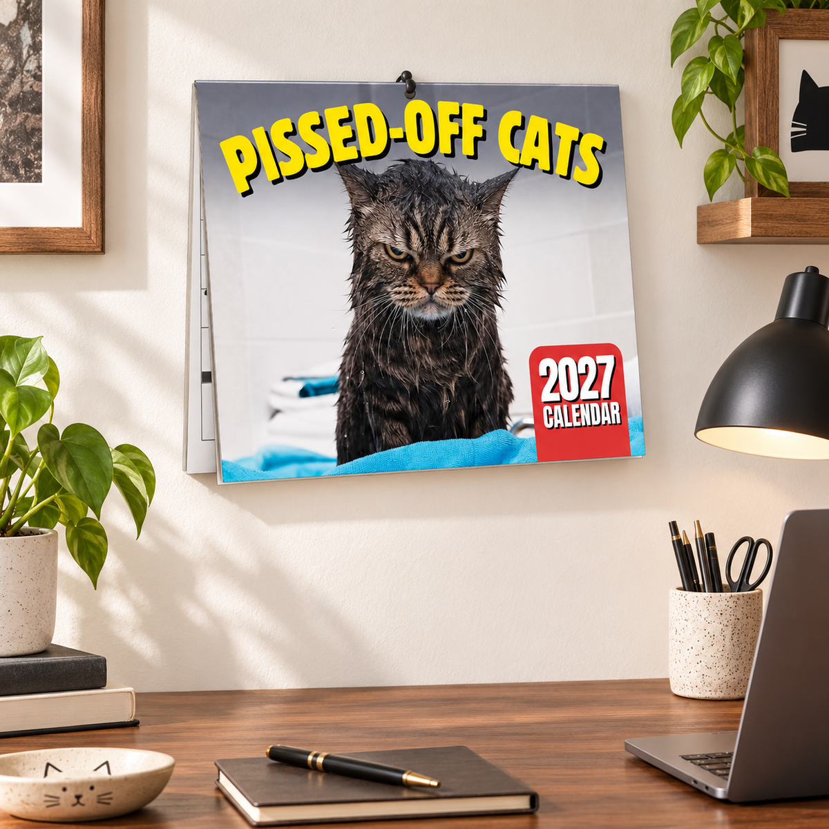 😾📅PISSED-OFF CATS 2027 Wall Calendar - Funny Gift for Cat Lovers