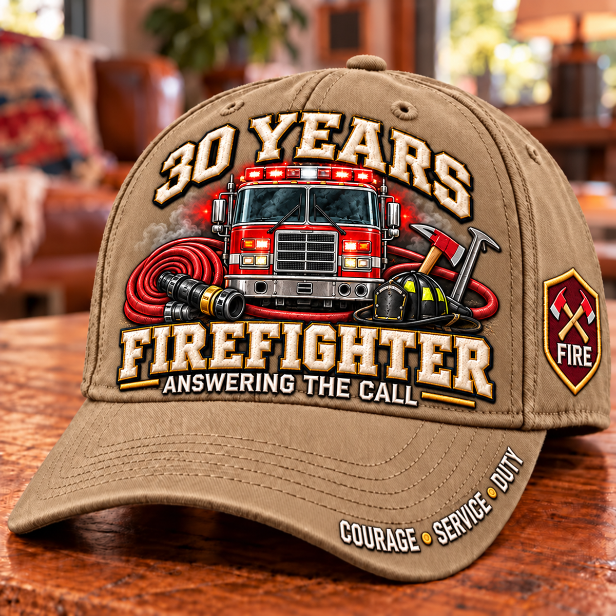 🚒 30 Years Answering The Call Firefighter Milestone Baseball Cap – Customizable Years