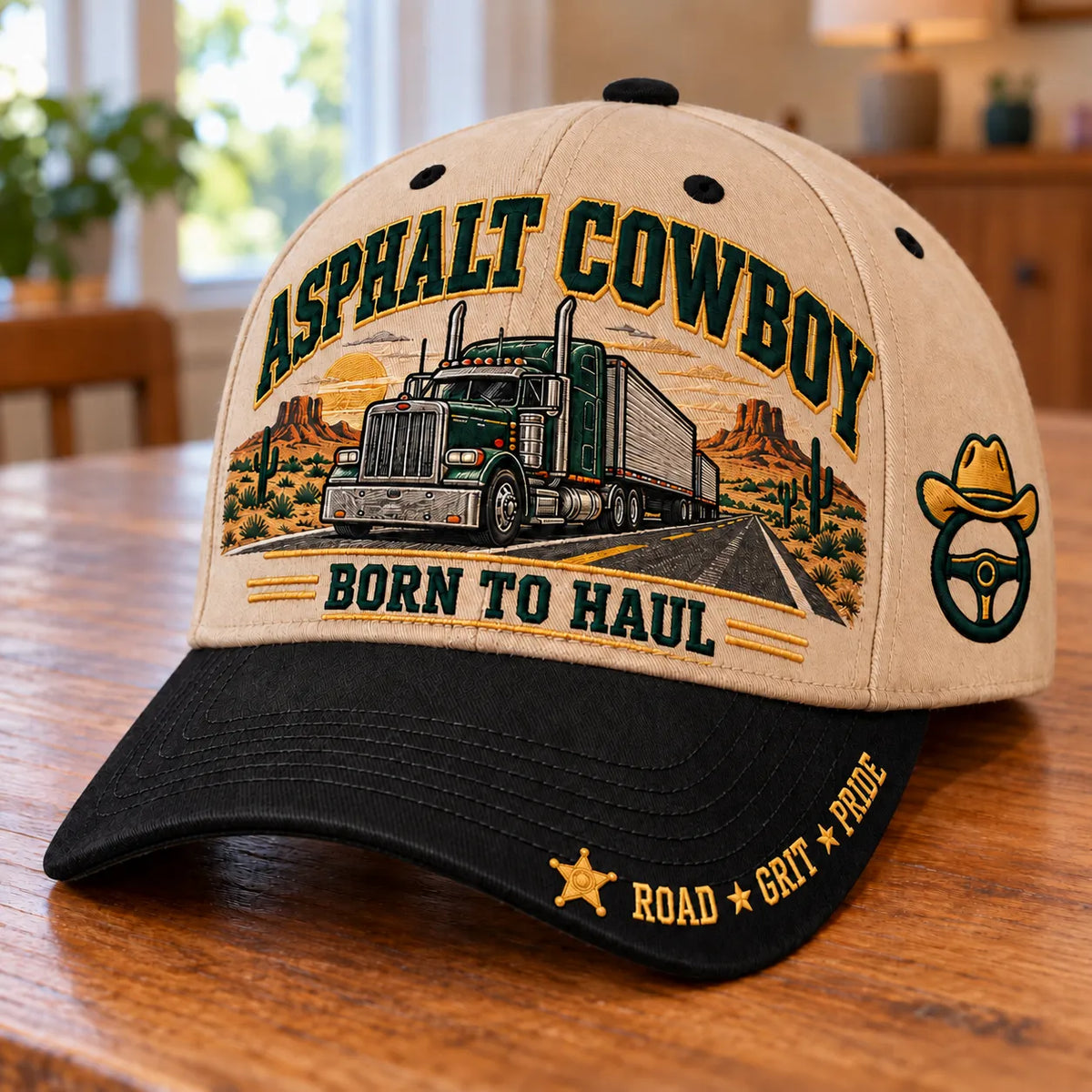 🚛 Asphalt Cowboy Born To Haul – American Trucker Pride Baseball Cap