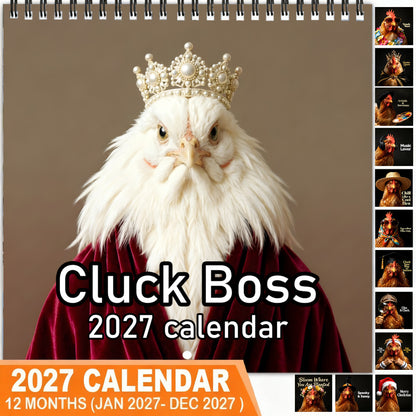 🐔 2027 Cluck Boss Funny Chicken Wall Calendar – 12 Months of Sassy Hen Personalities