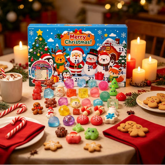 🎄🎁 24-Day Squishy Fidget Toy Advent Calendar – 24 Christmas Squeeze Toy Surprises for Kids 🧸✨