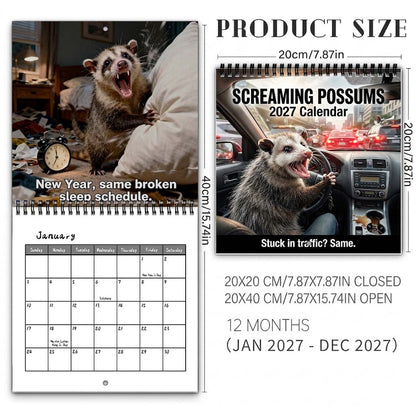 🦡 2027 Screaming Possums Wall Calendar – 12 Months of Relatable Chaos