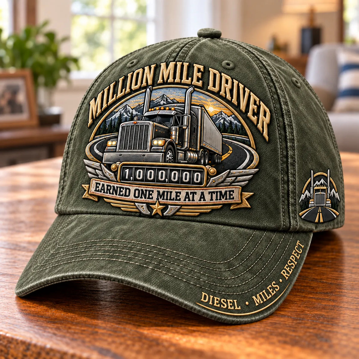 🚛 Million Mile Driver Earned One Mile At A Time Baseball Cap