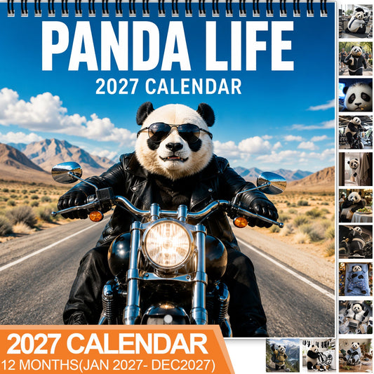 2027 Funny Panda Life Wall Calendar – 12 Months of Cute Panda Adventures, Monthly Planner & Gift for Panda Lovers
