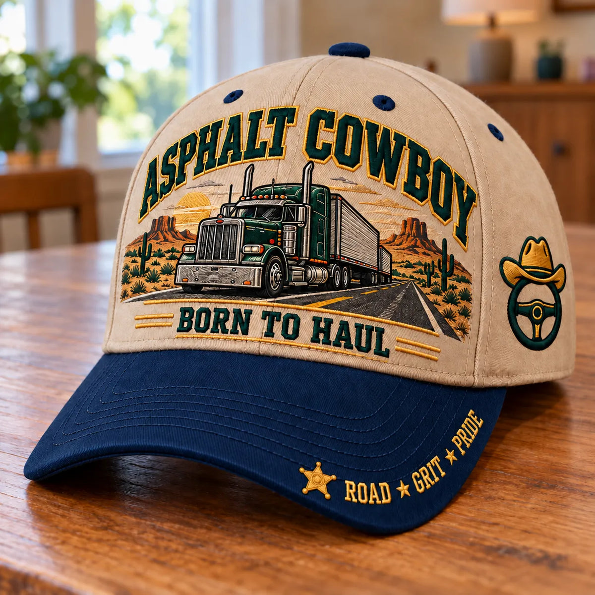 🚛 Asphalt Cowboy Born To Haul – American Trucker Pride Baseball Cap