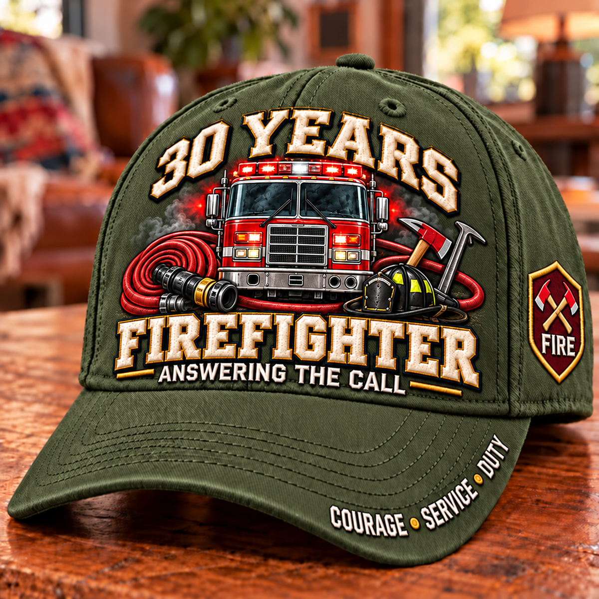 🚒 30 Years Answering The Call Firefighter Milestone Baseball Cap – Customizable Years