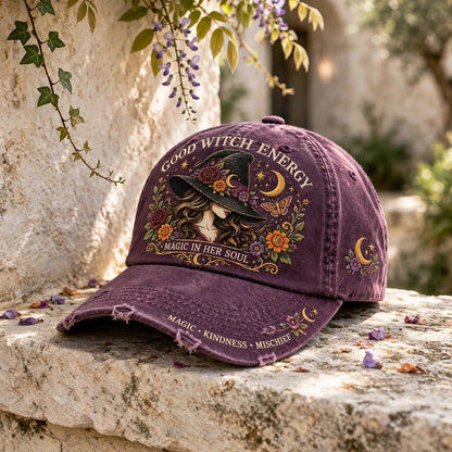 🌙 Good Witch Energy Floral Witch Baseball Cap (🧢100% Cotton)