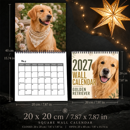 🐶 2027 Golden Retriever Wall Calendar – 12 Months of Heartwarming Golden Moments