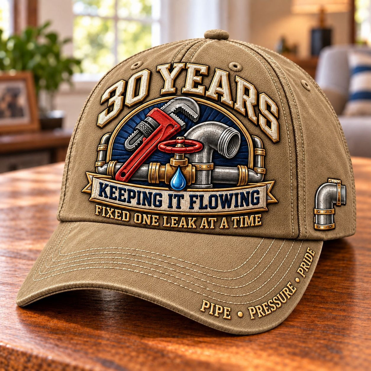 🔧💧 30 Years Keeping It Flowing Plumber Milestone Baseball Cap – Customizable Years