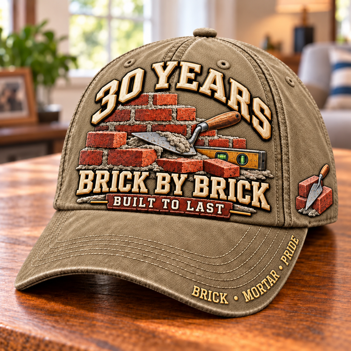 🧱 Personalized Brick By Brick Mason Milestone Baseball Cap – Custom Years