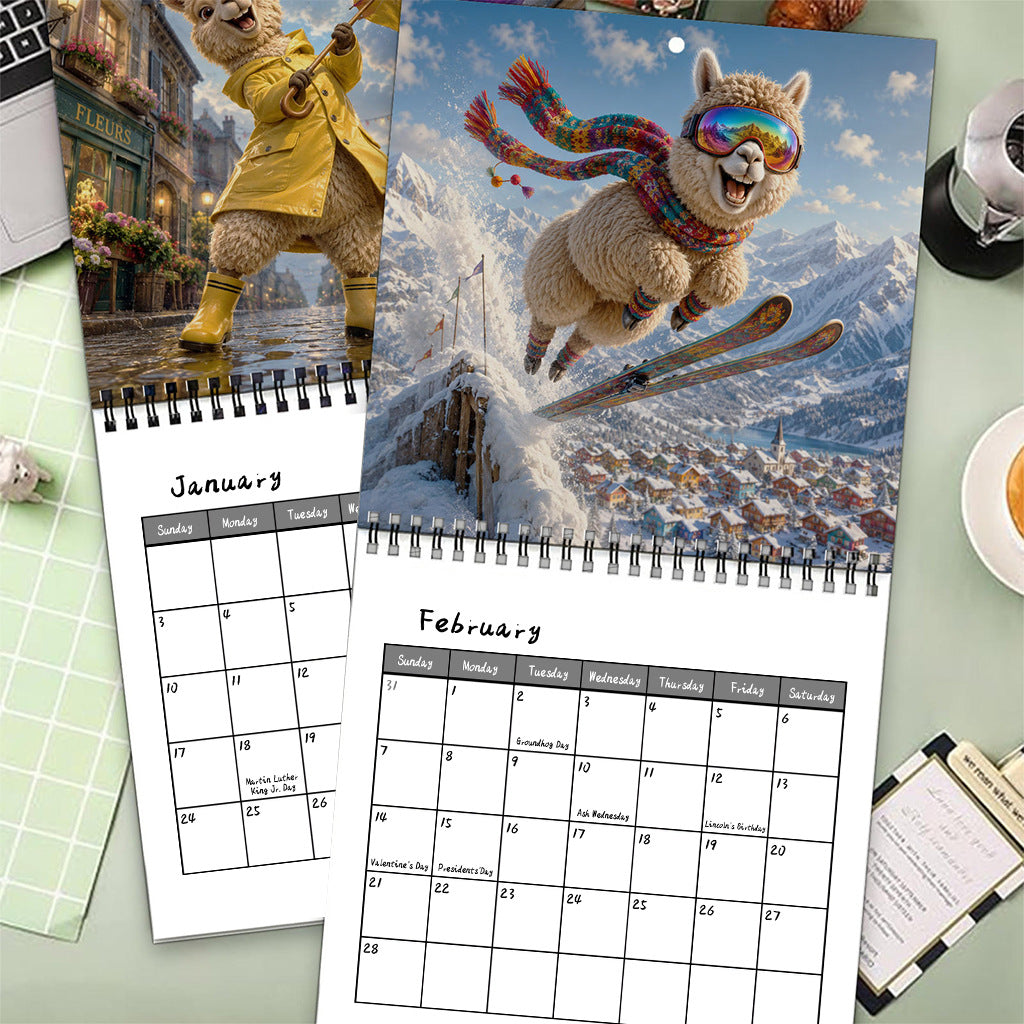 🦙 2027 Funny Alpacas Wall Calendar – 12 Months of Colorful Alpaca Chaos