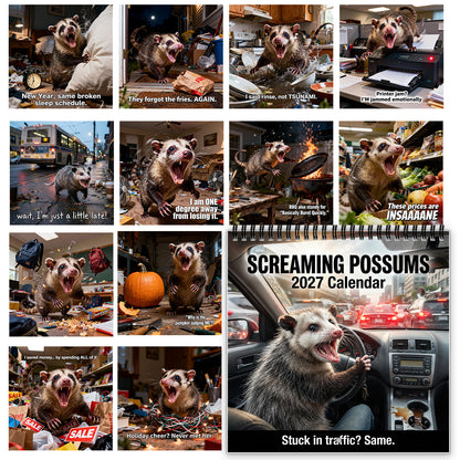 🦡 2027 Screaming Possums Wall Calendar – 12 Months of Relatable Chaos