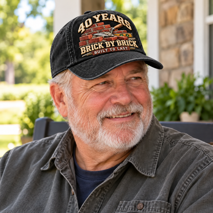 🧱 40 Years Brick By Brick Mason Milestone Baseball Cap