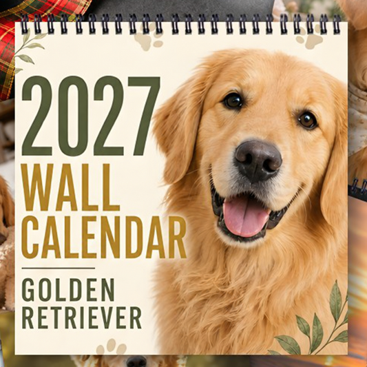🐶 2027 Golden Retriever Wall Calendar – 12 Months of Heartwarming Golden Moments