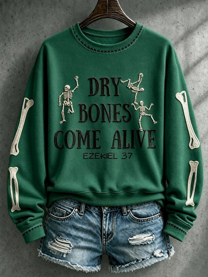 Dark green Christian faith Ezekiel 37 women's cozy pullover