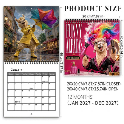 🦙 2027 Funny Alpacas Wall Calendar – 12 Months of Colorful Alpaca Chaos