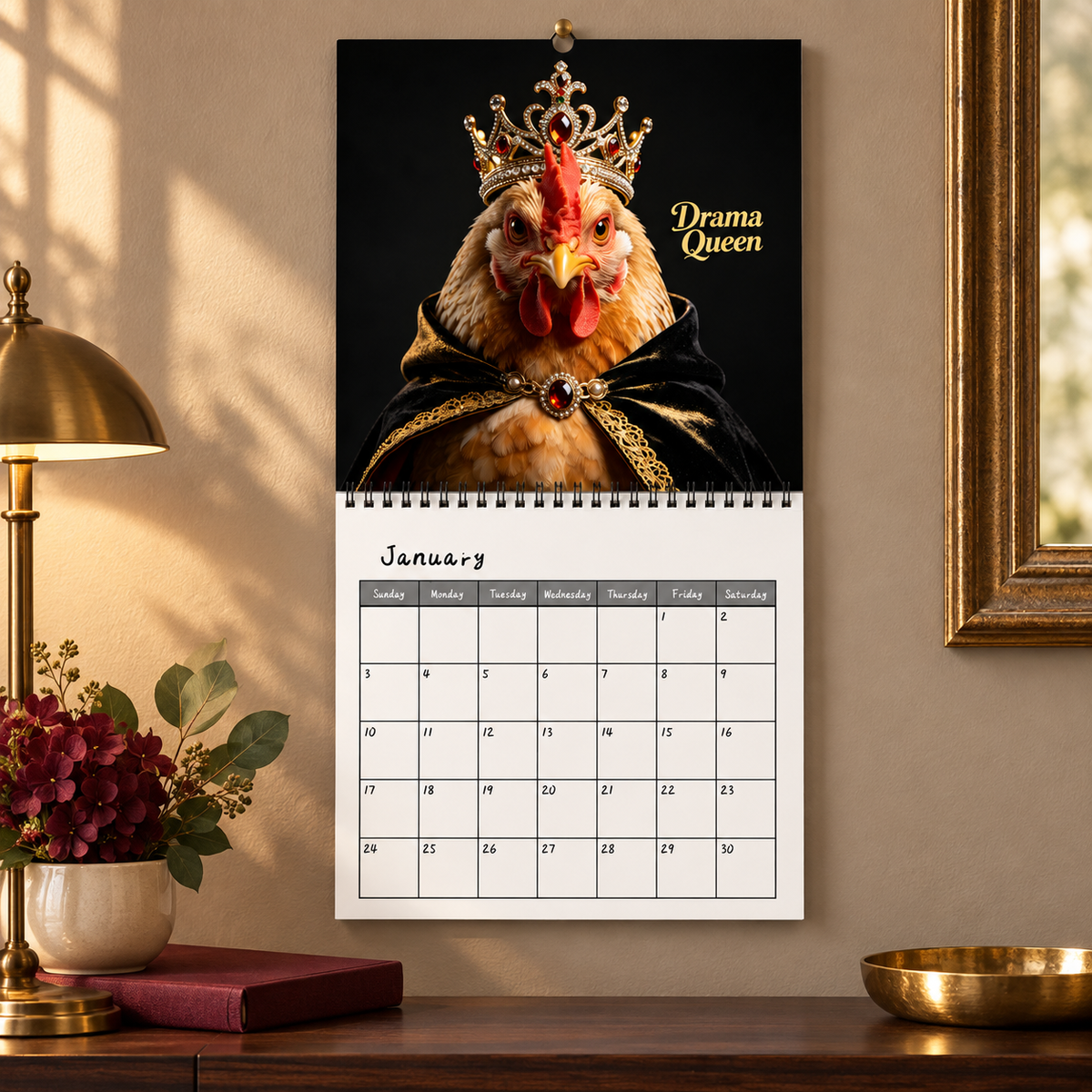 🐔 2027 Cluck Boss Funny Chicken Wall Calendar – 12 Months of Sassy Hen Personalities