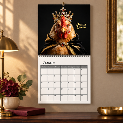 🐔 2027 Cluck Boss Funny Chicken Wall Calendar – 12 Months of Sassy Hen Personalities