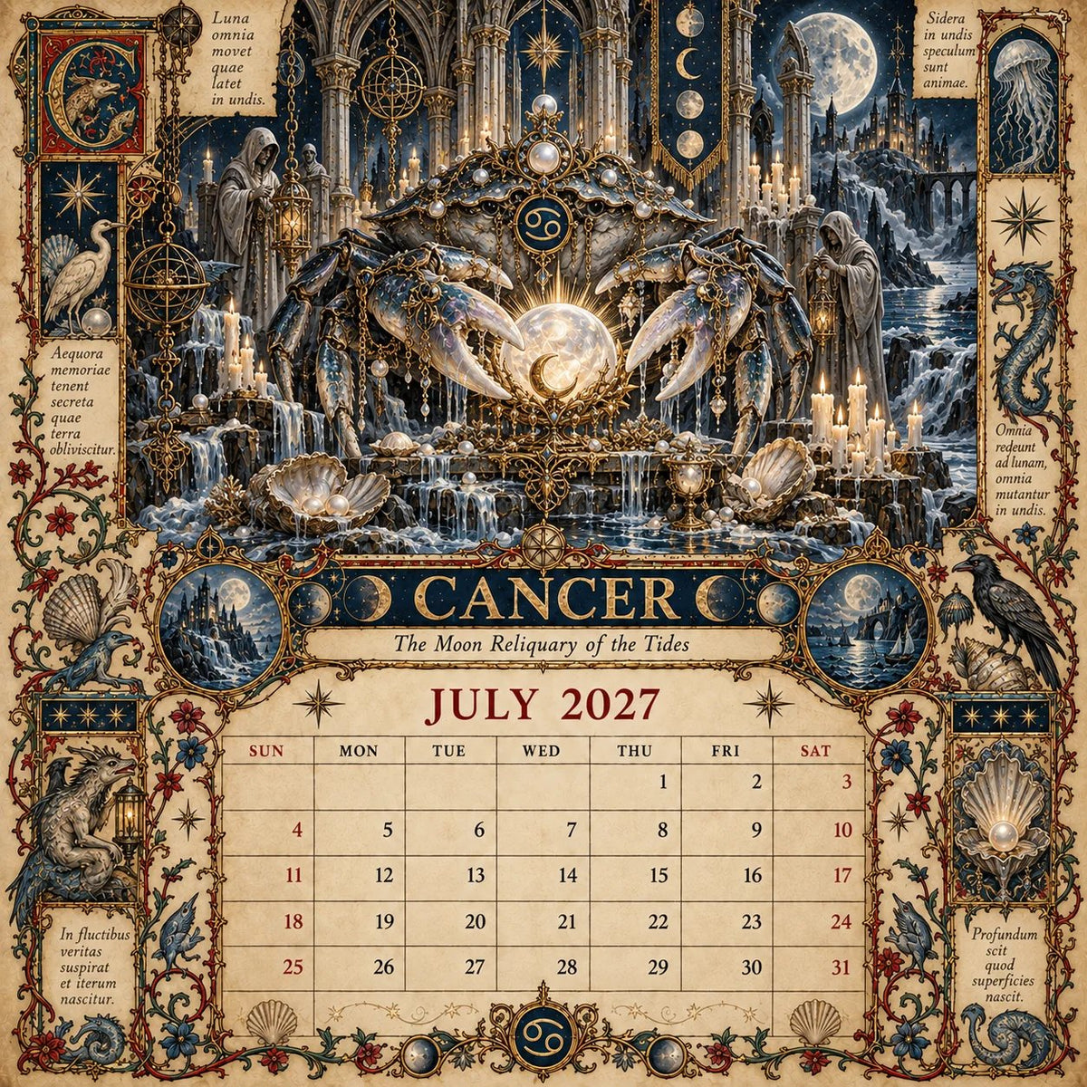 🔮 2027 Zodiac Grimoire Desk Calendar | 12 Medieval-Inspired Zodiac Artworks for Astrology & Gothic Art Lovers ✨