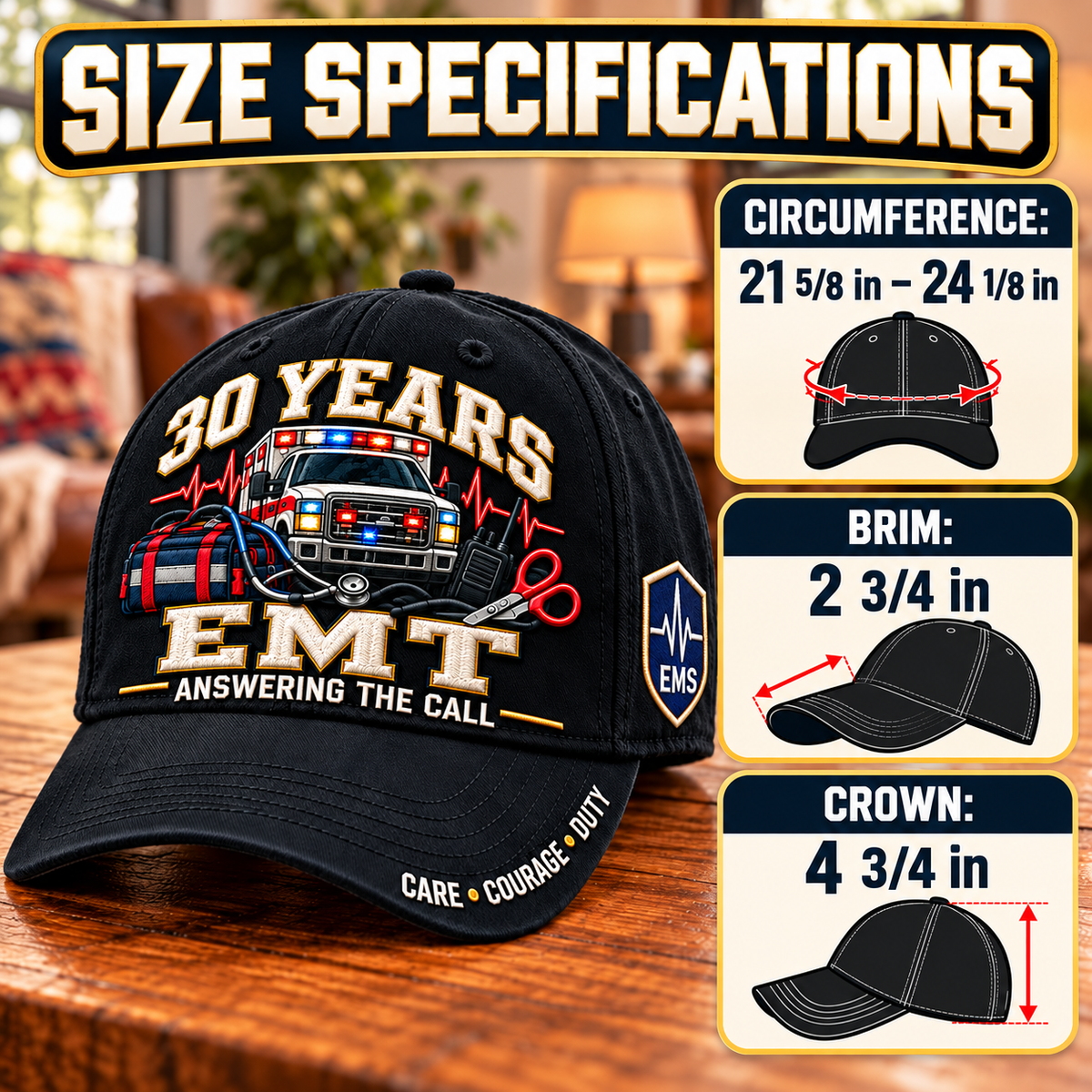 🚑 30 Years Answering The Call EMT Milestone Baseball Cap – Customizable Years