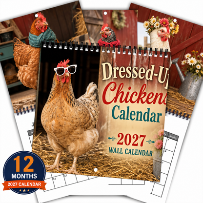 🐔 2027 Dressed-Up Chickens Wall Calendar – 12 Months of Feathered Fashion