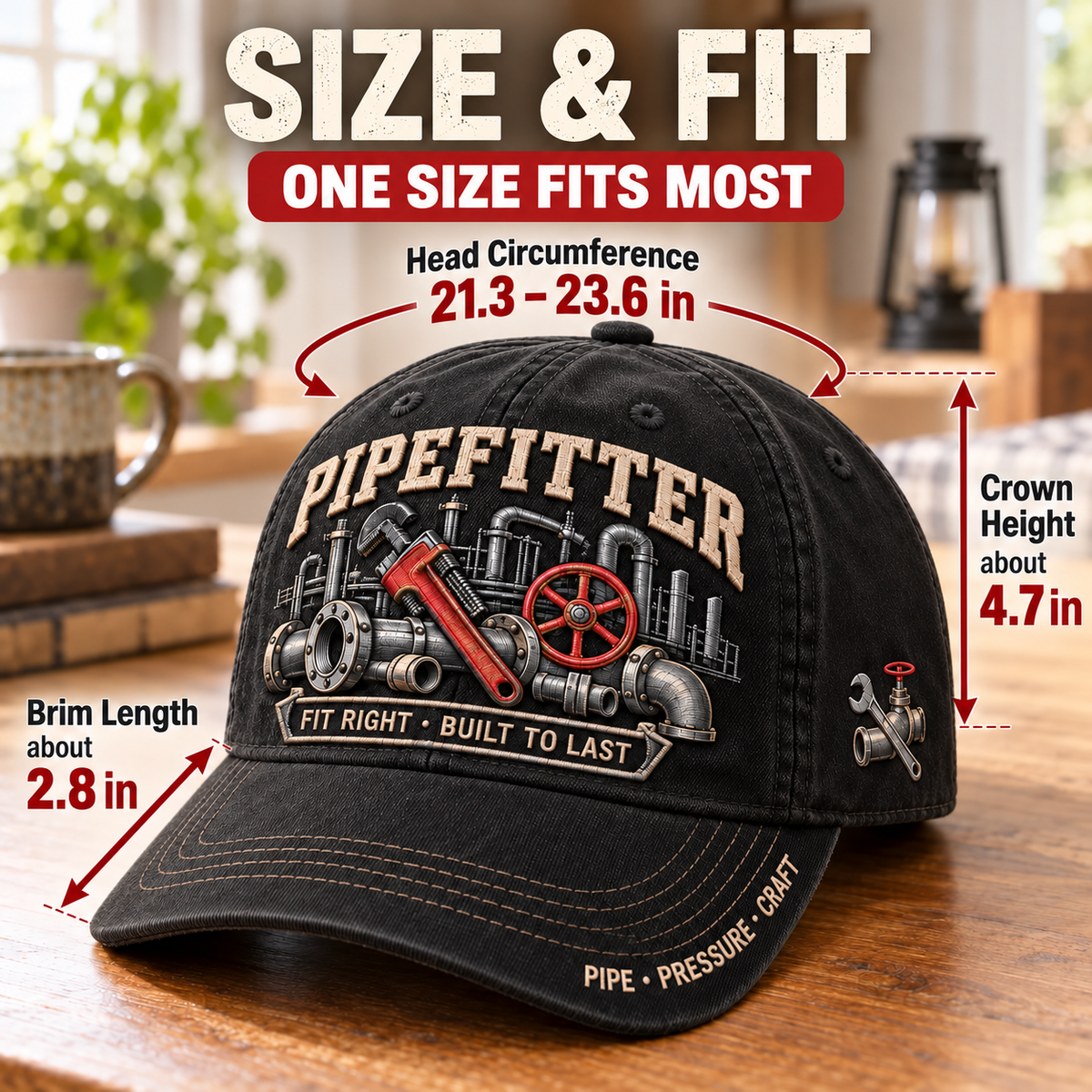 🔧 Pipefitter Fit Right Built To Last Baseball Cap