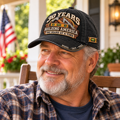 🔨 30 Years Building America Carpenter Milestone Baseball Cap – Customizable Years