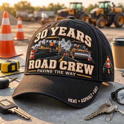 🚧 30 Years Paving The Way Road Crew Milestone Baseball Cap – Customizable Years