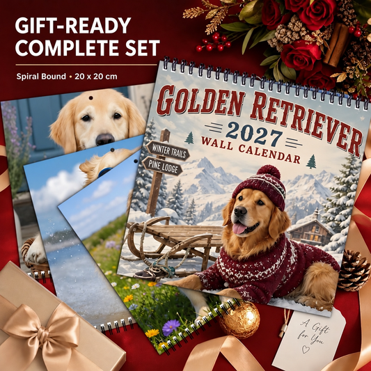 🐶 2027 Golden Retriever Wall Calendar – 12 Months of Adorable Golden Moments