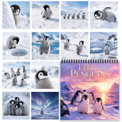 🐧 Penguin Wall Calendar 2027, Cute Monthly Planner With Notes At Home