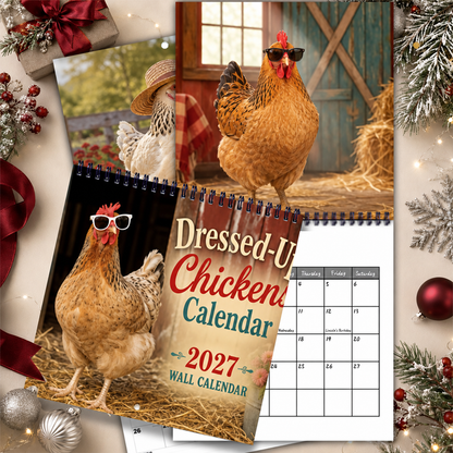 🐔 2027 Dressed-Up Chickens Wall Calendar – 12 Months of Feathered Fashion
